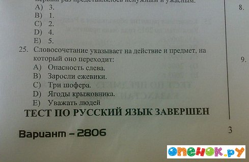 Тест по русский язык завершен!